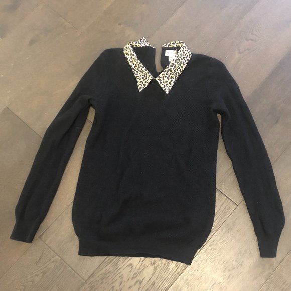XS J Crew Leopard Collar Sweater - Picture 1 of 2